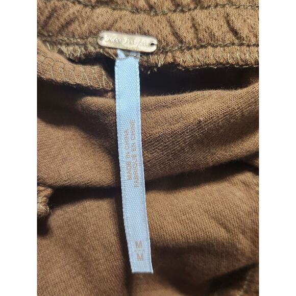 Free People Dream Medium Drawstring Wide Leg Sweatpants Pants Brown - Picture 10 of 10